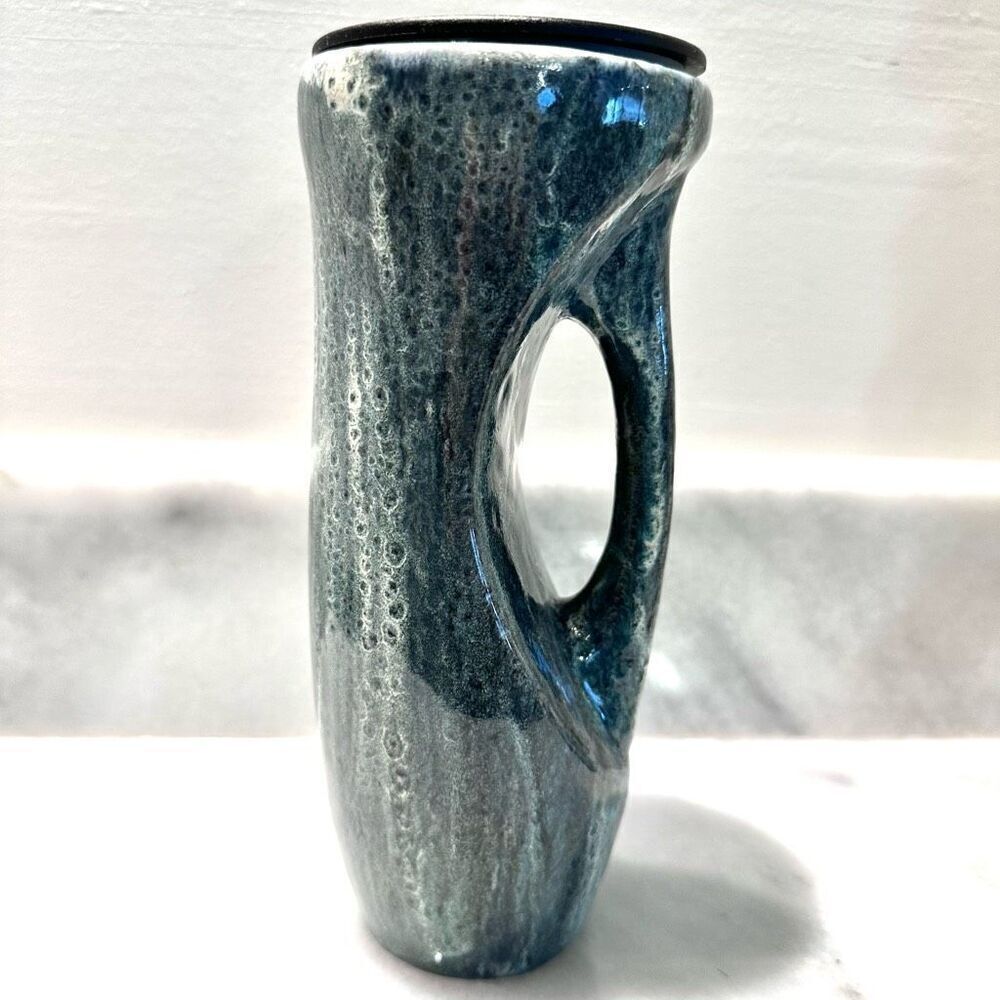 Handmade One Of A Kind Pottery Hot Or Cold Ceramic Mug With Lid Multicolor